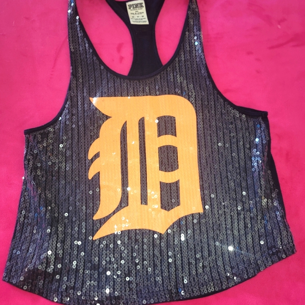 VS Pink Detroit Tigers Sequin Tank Top XS